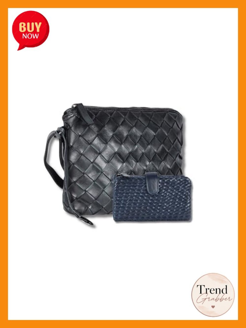 Genuine Leather Crossbody Bag & Wallet Set for Women Zipper Coin Purse